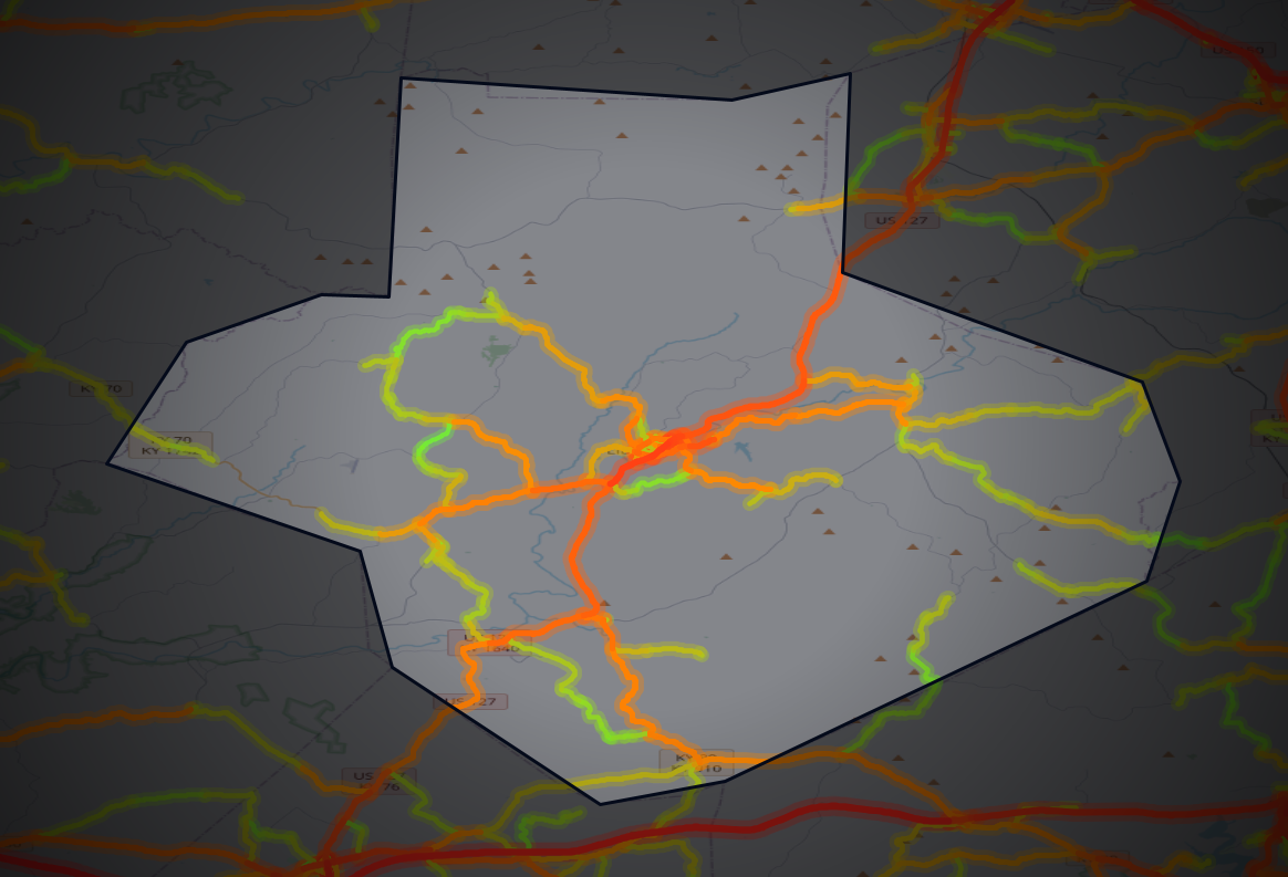 Traffic map of Casey, Kentucky