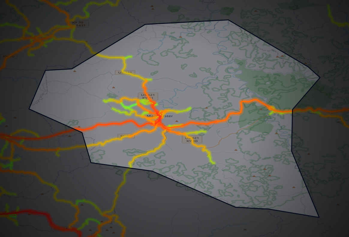 Traffic map of Clay, Kentucky