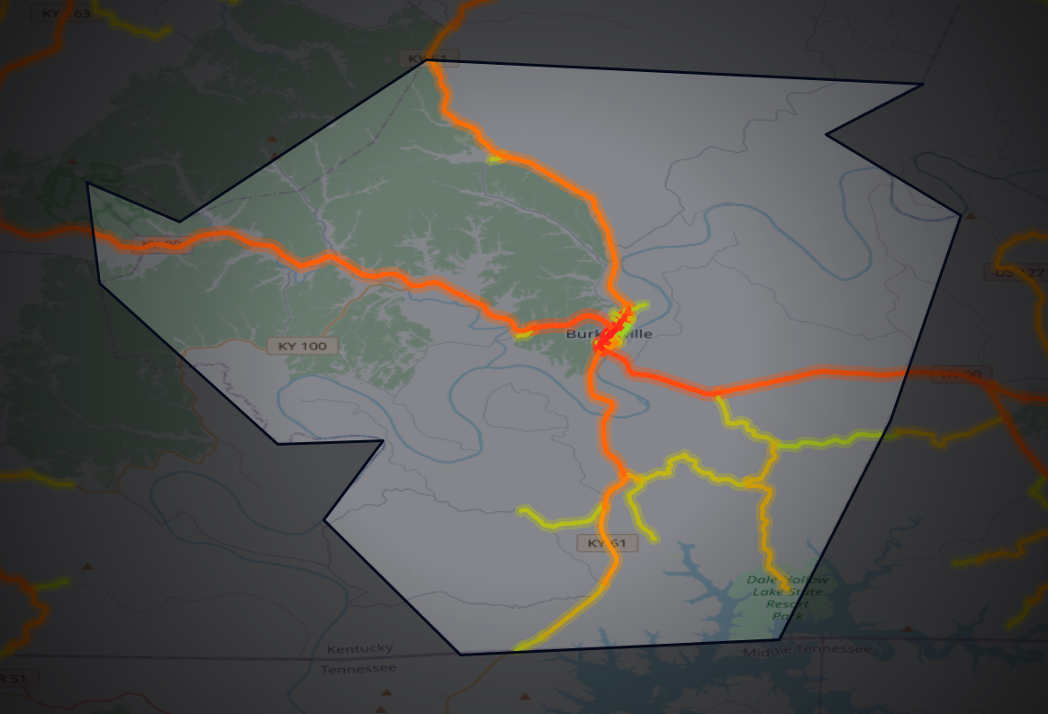 Traffic map of Cumberland, Kentucky