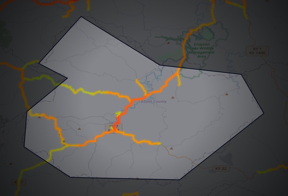 Traffic map of Elliott, Kentucky
