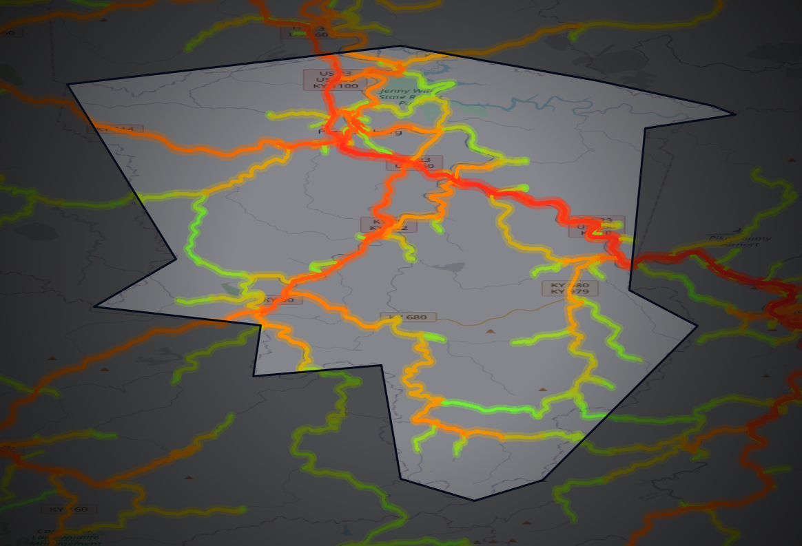 Traffic map of Floyd, Kentucky