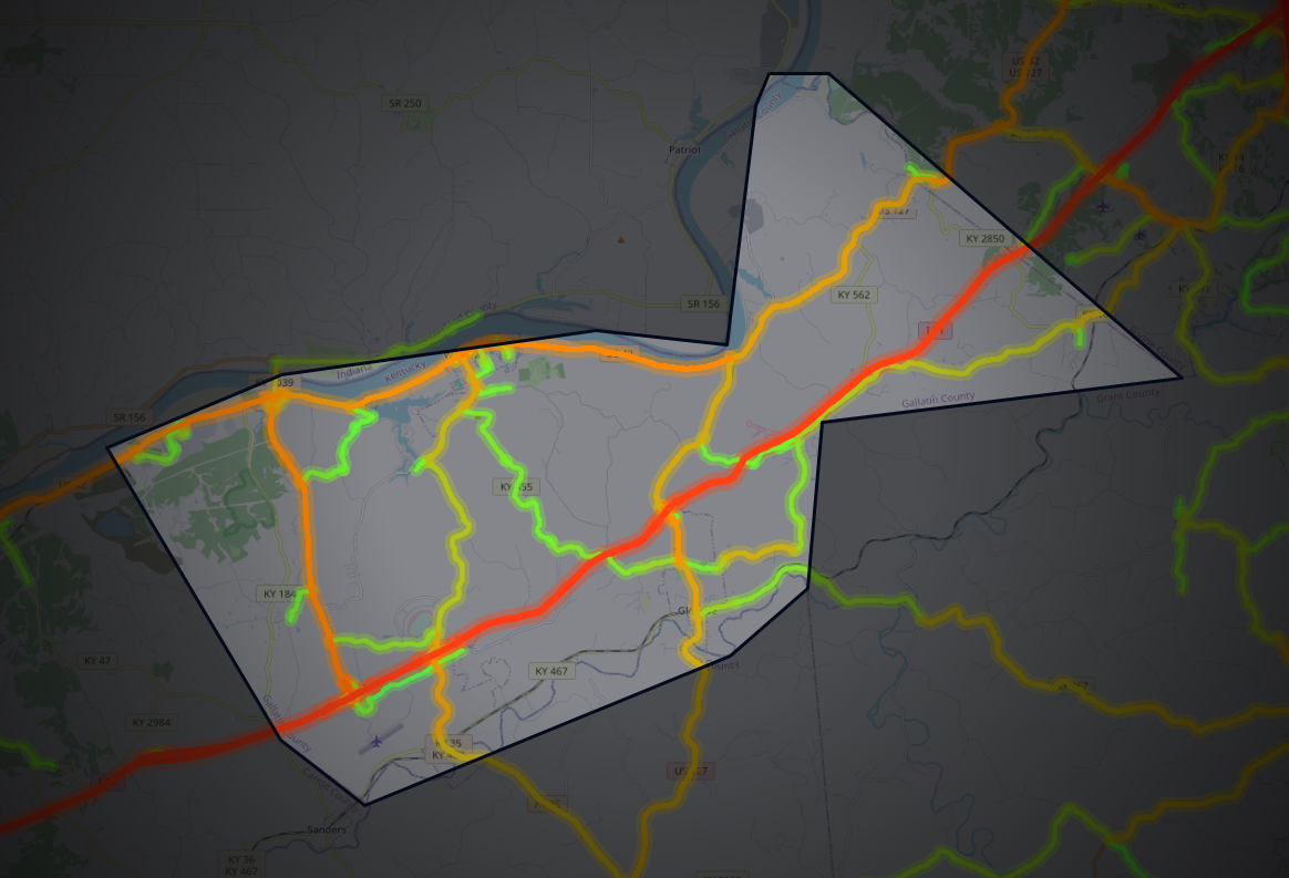 Traffic map of Gallatin, Kentucky