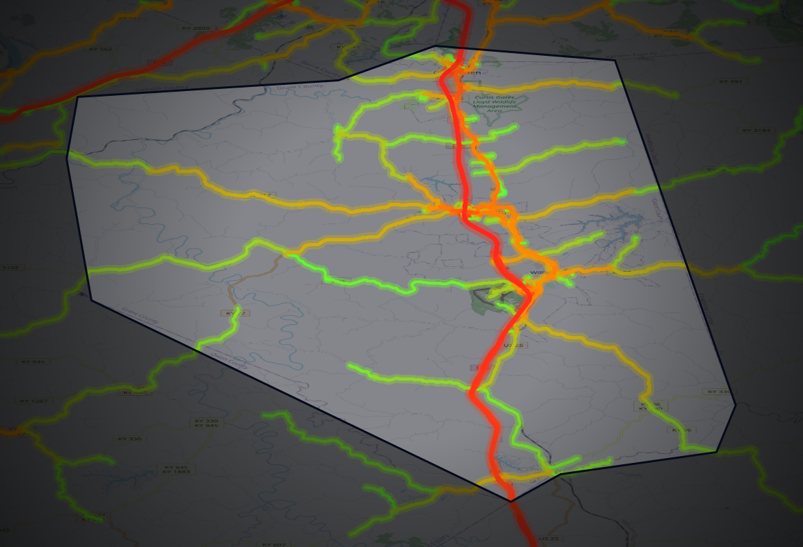 Traffic map of Grant, Kentucky