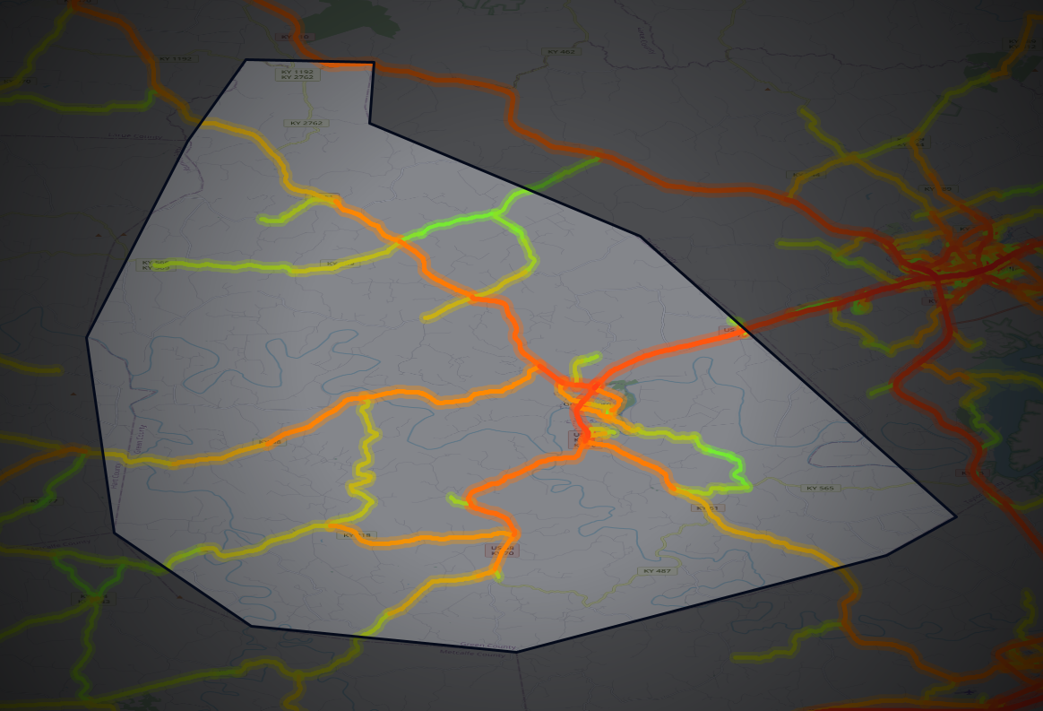 Traffic map of Green, Kentucky