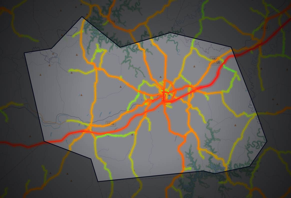 Traffic map of Grayson, Kentucky