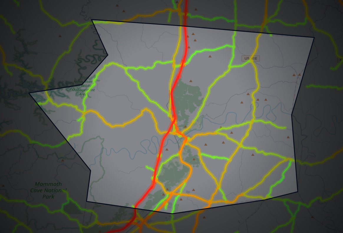 Traffic map of Hart, Kentucky
