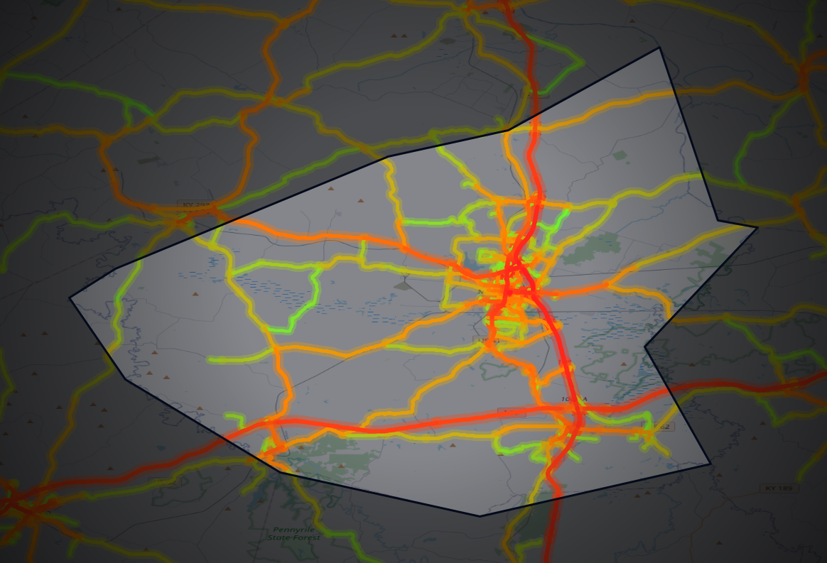 Traffic map of Hopkins, Kentucky