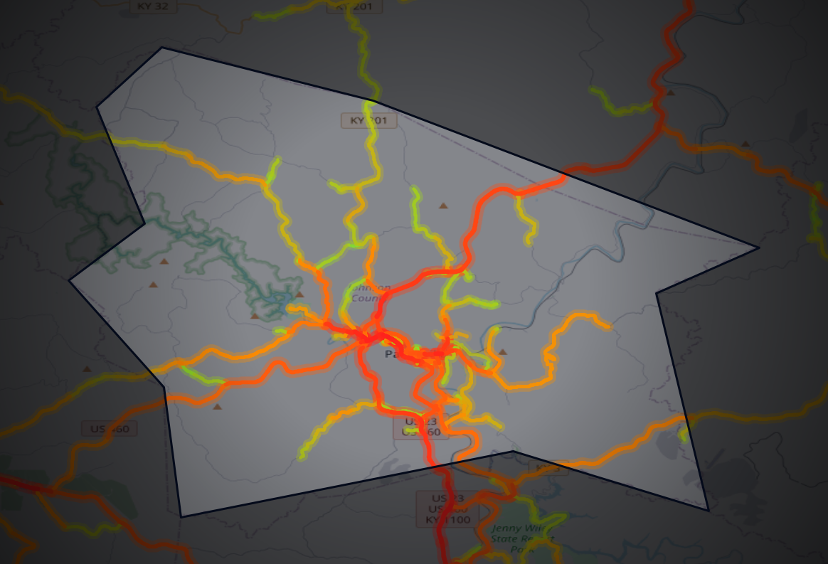 Traffic map of Johnson, Kentucky