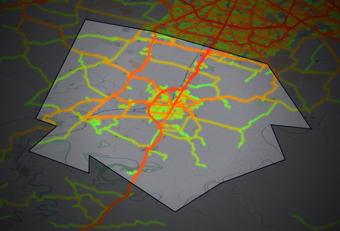 Traffic map of Jessamine, Kentucky