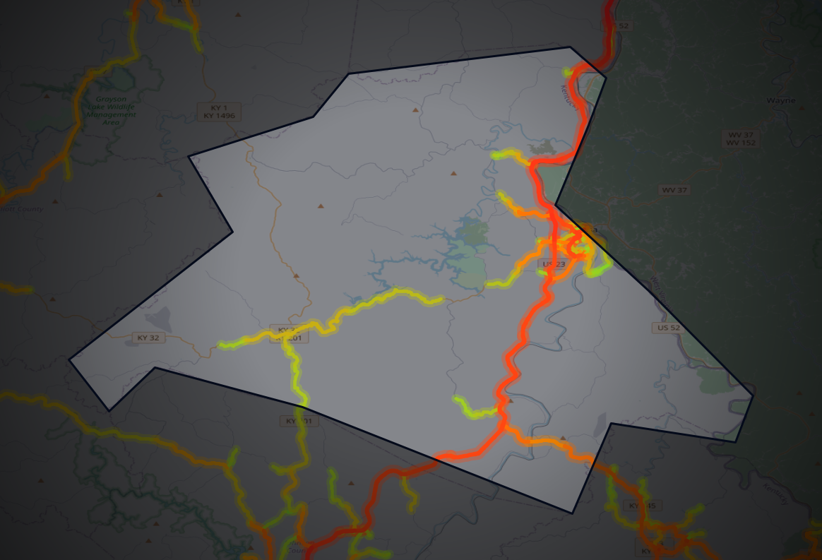Traffic map of Lawrence, Kentucky