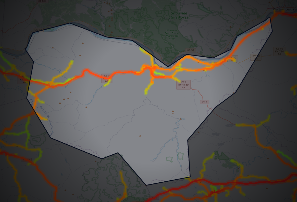 Traffic map of Lewis, Kentucky