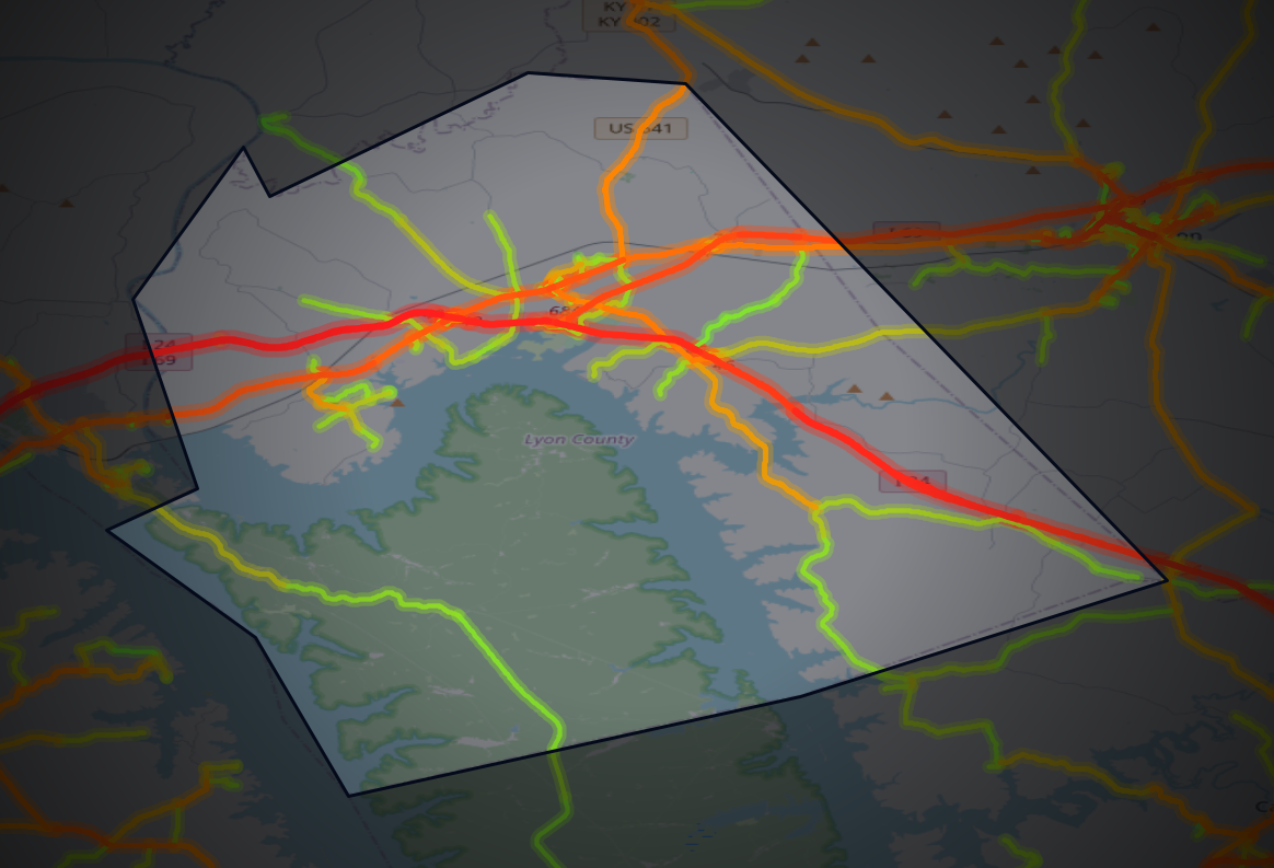 Traffic map of Lyon, Kentucky