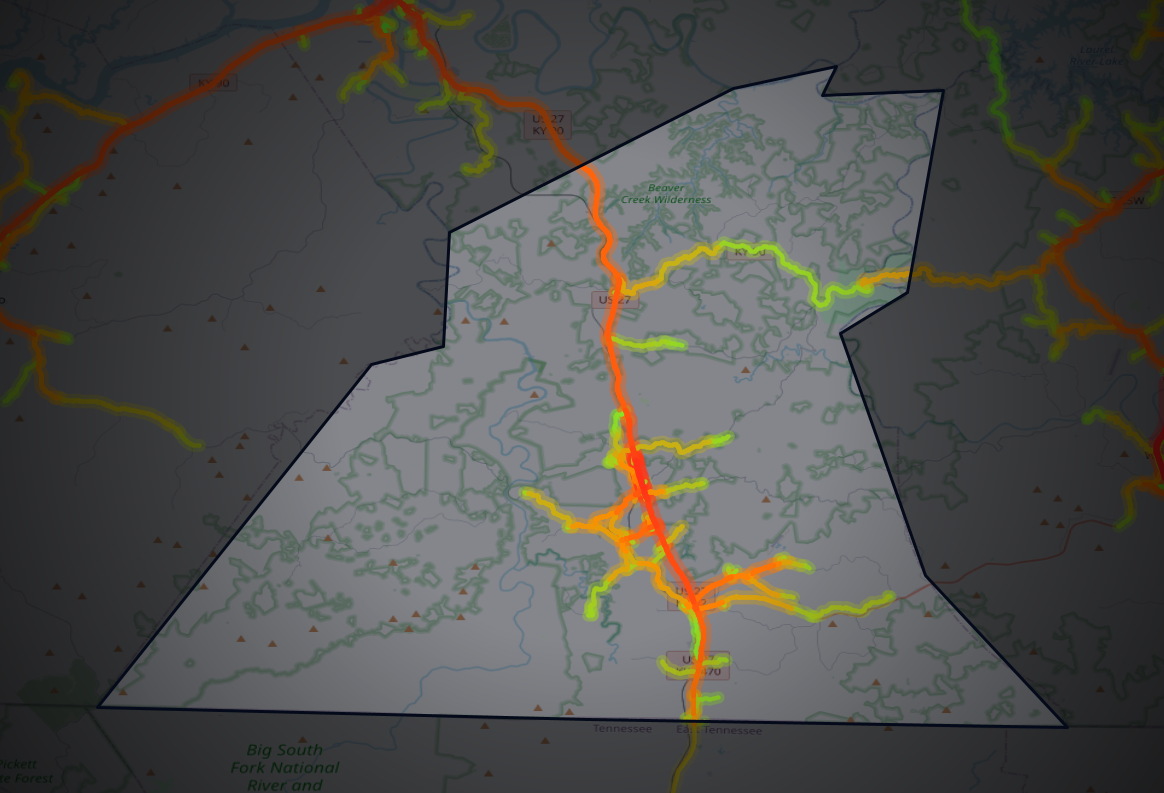 Traffic map of McCreary, Kentucky