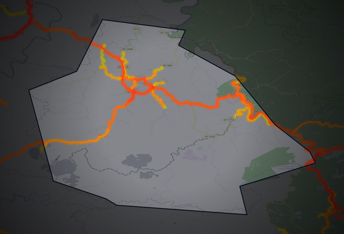 Traffic map of Martin, Kentucky