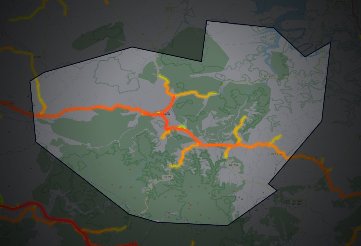 Traffic map of Menifee, Kentucky