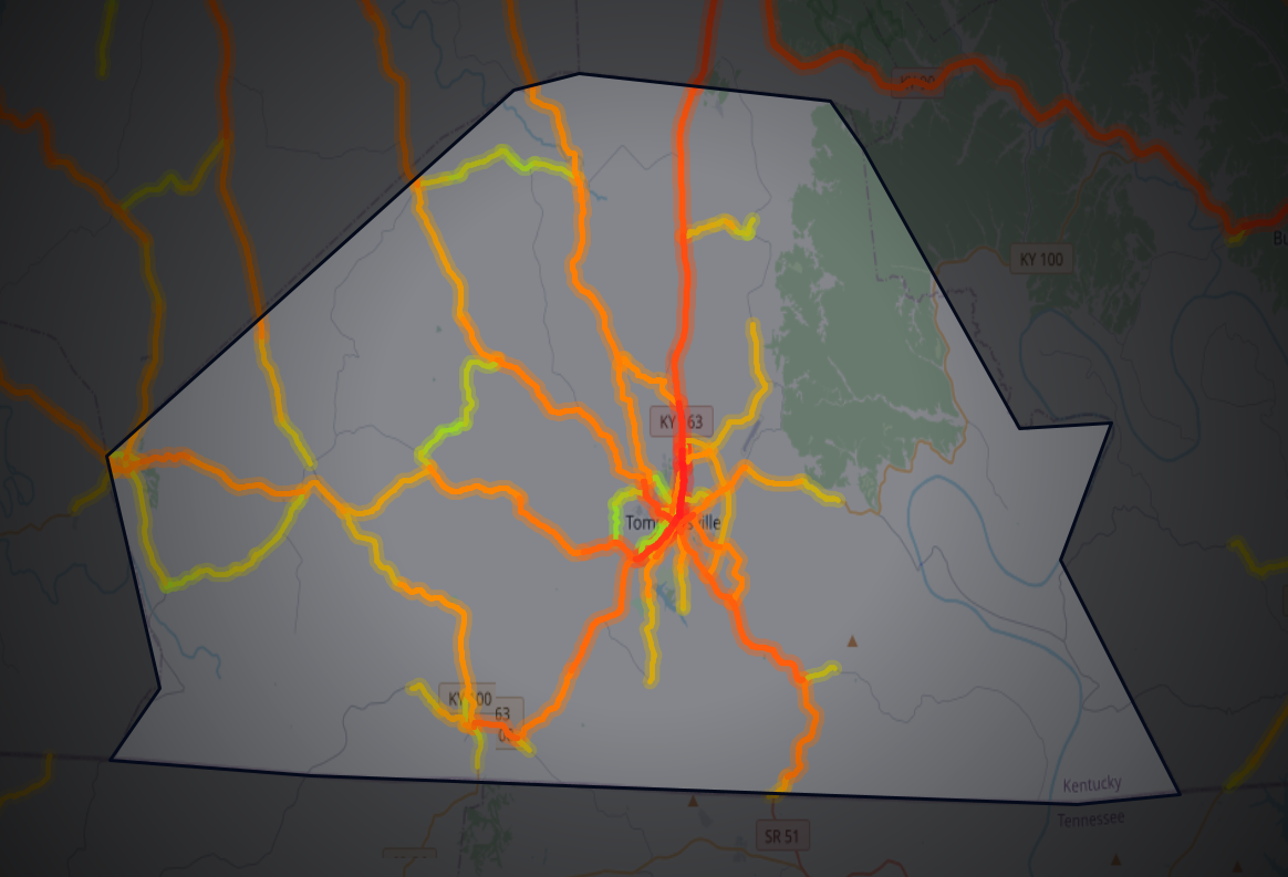 Traffic map of Monroe, Kentucky
