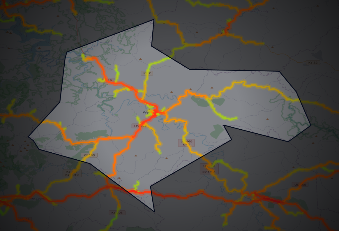 Traffic map of Morgan, Kentucky
