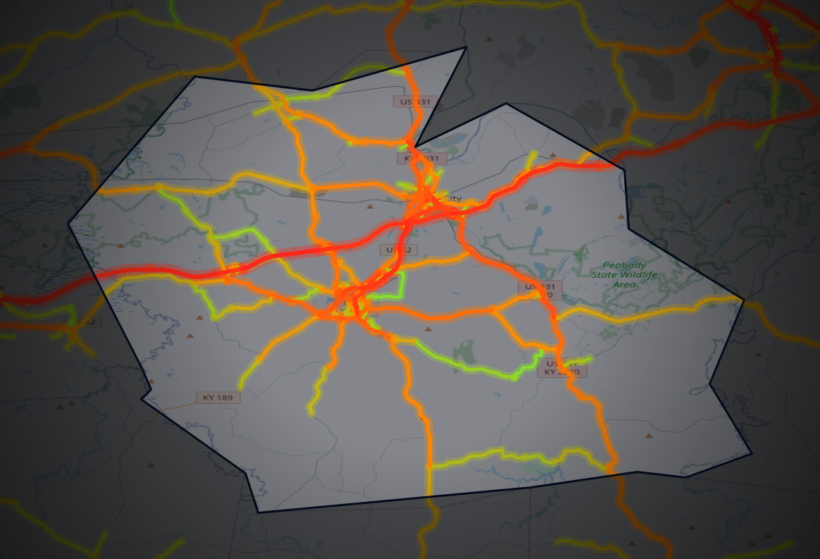Traffic map of Muhlenberg, Kentucky