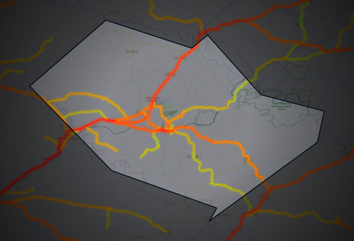 Traffic map of Nicholas, Kentucky