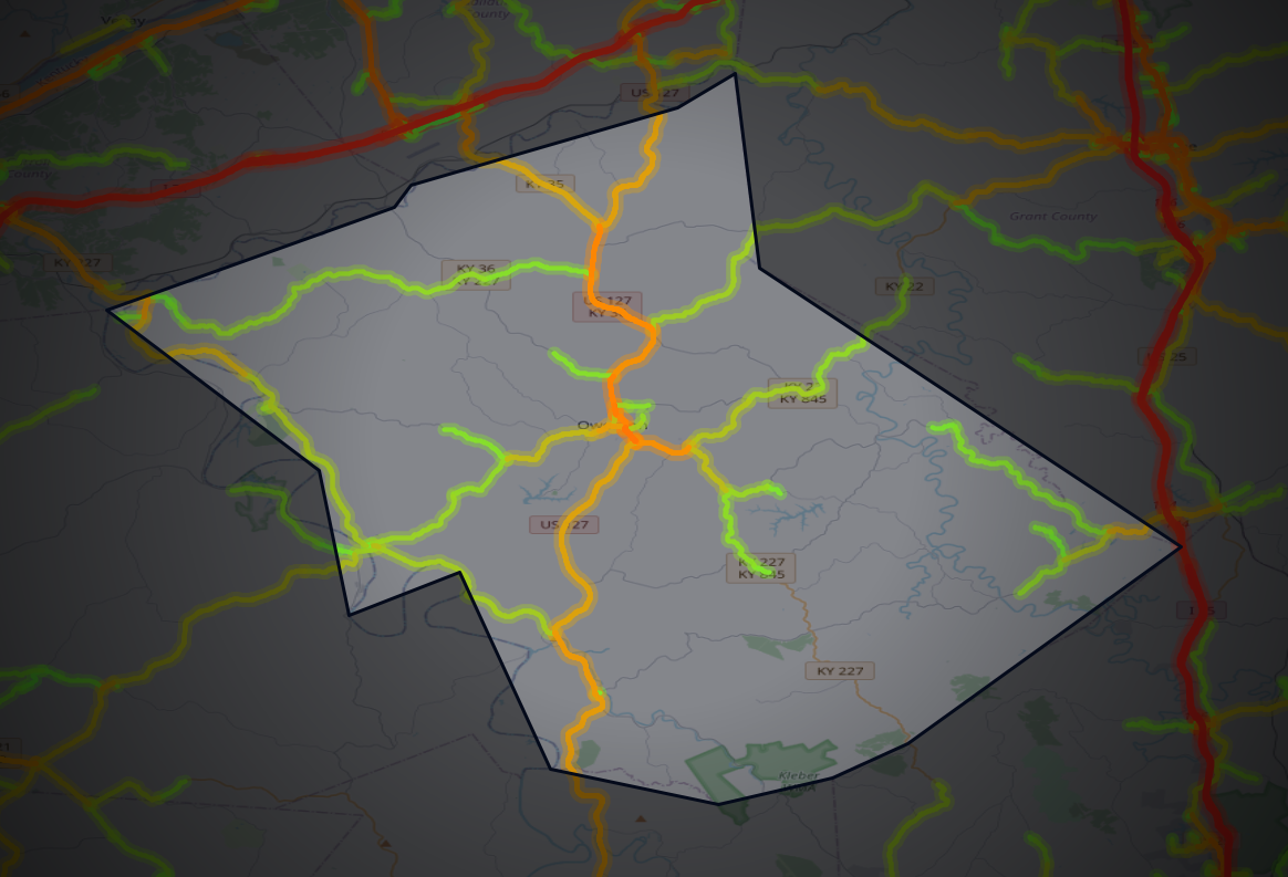 Traffic map of Owen, Kentucky