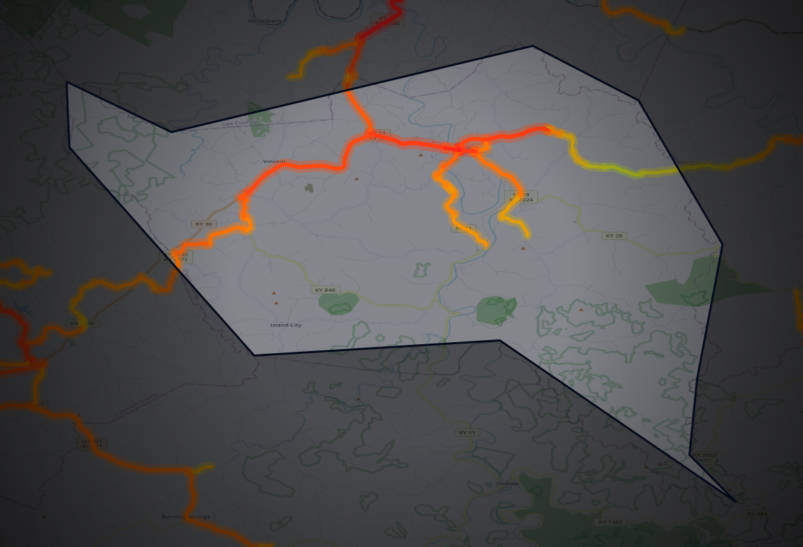 Traffic map of Owsley, Kentucky