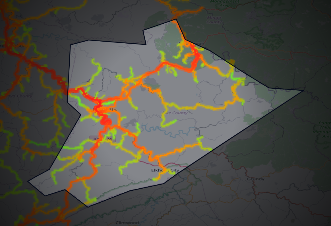 Traffic map of Pike, Kentucky