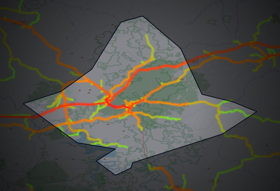 Traffic map of Rowan, Kentucky