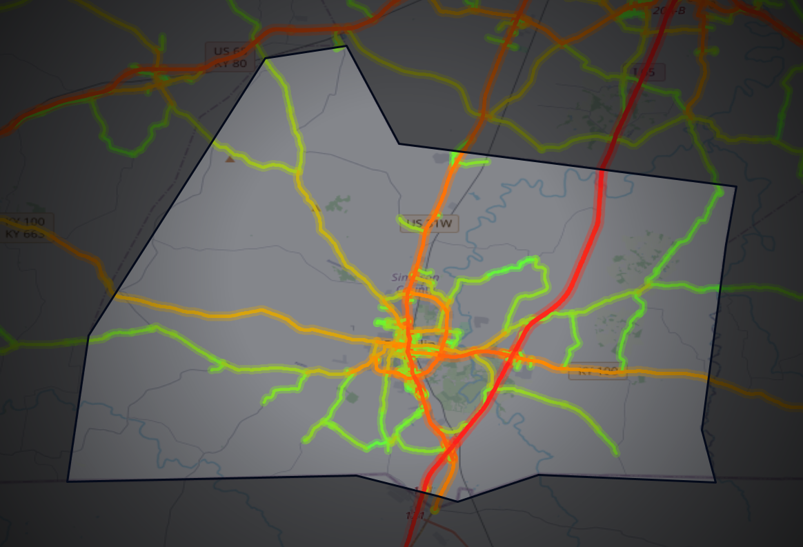 Traffic map of Simpson, Kentucky