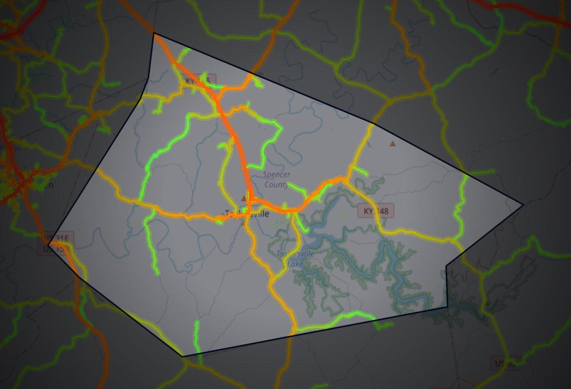 Traffic map of Spencer, Kentucky