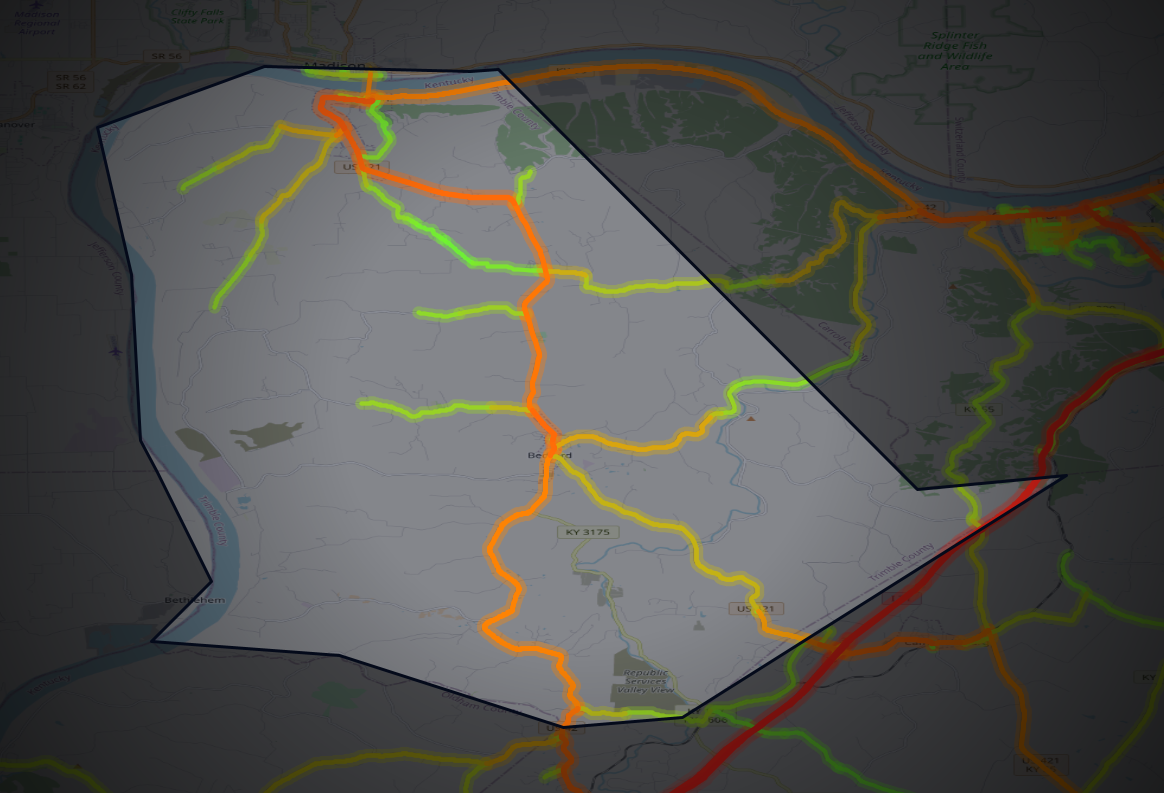 Traffic map of Trimble, Kentucky