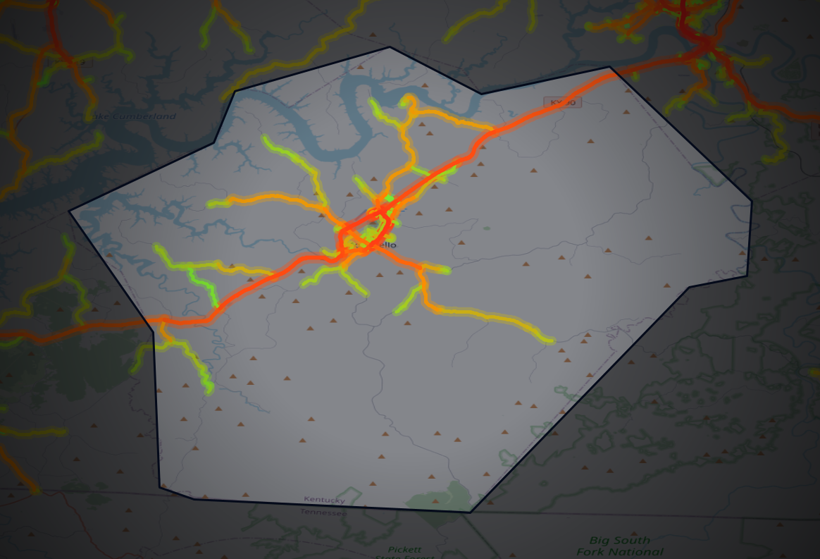 Traffic map of Wayne, Kentucky