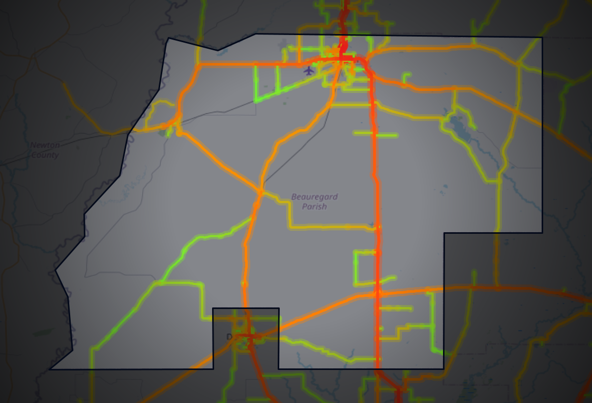 Traffic map of Beauregard, Louisiana