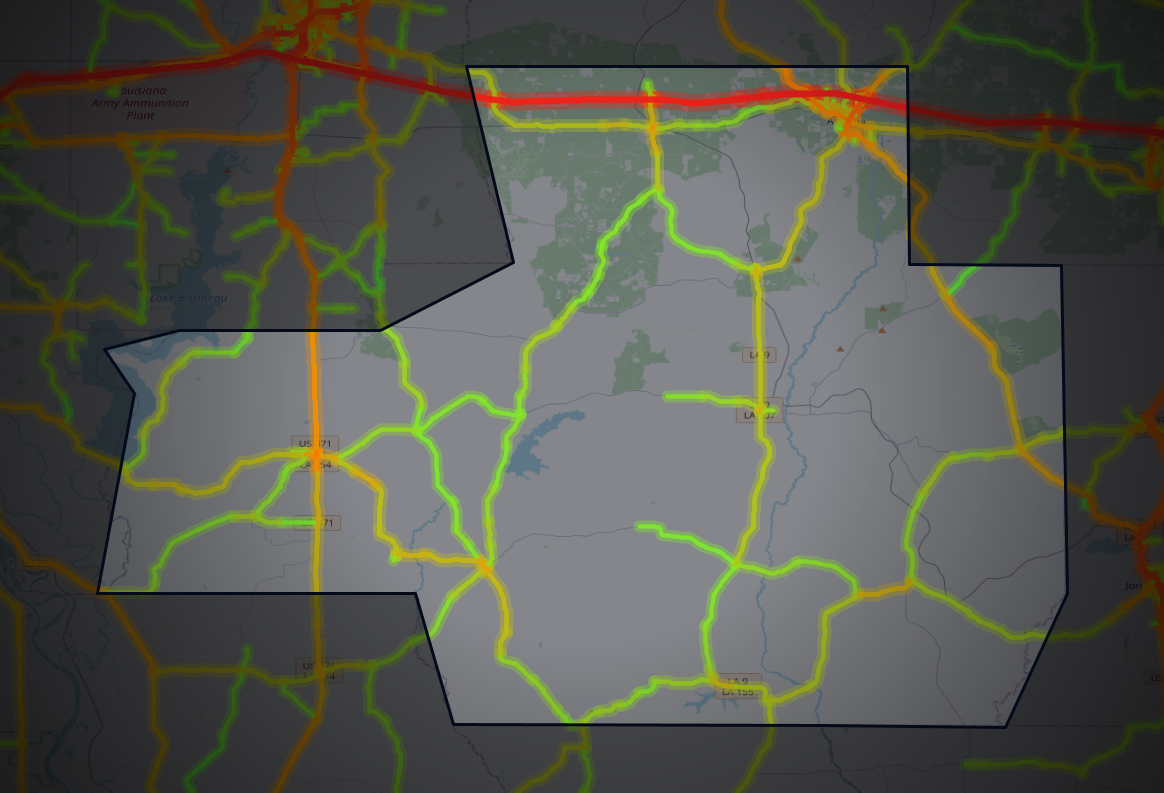 Traffic map of Bienville, Louisiana