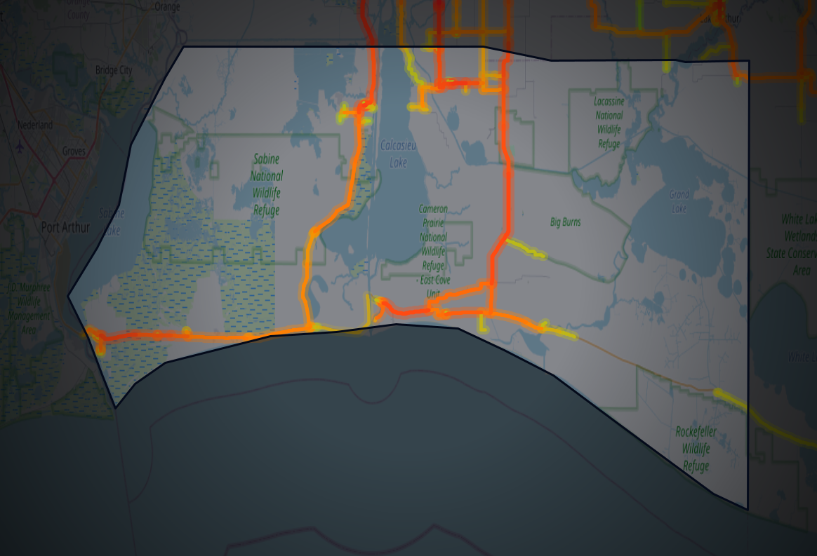 Traffic map of Cameron, Louisiana