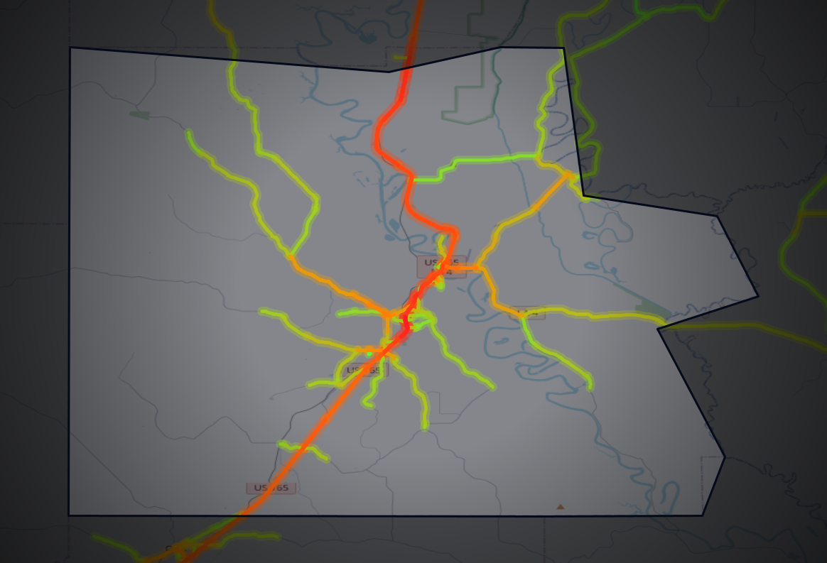 Traffic map of Caldwell, Louisiana