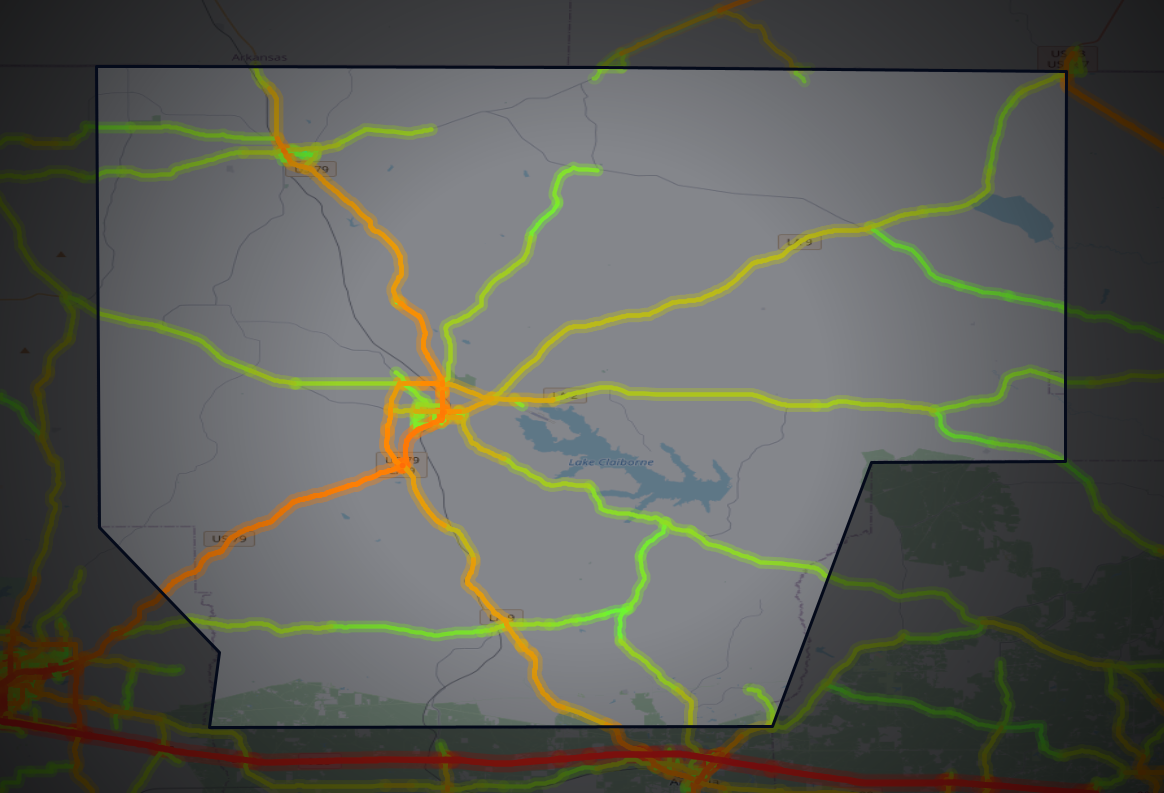 Traffic map of Claiborne, Louisiana