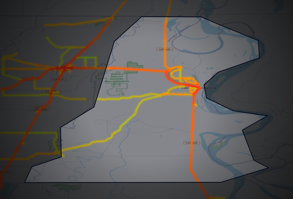 Traffic map of East Carroll, Louisiana