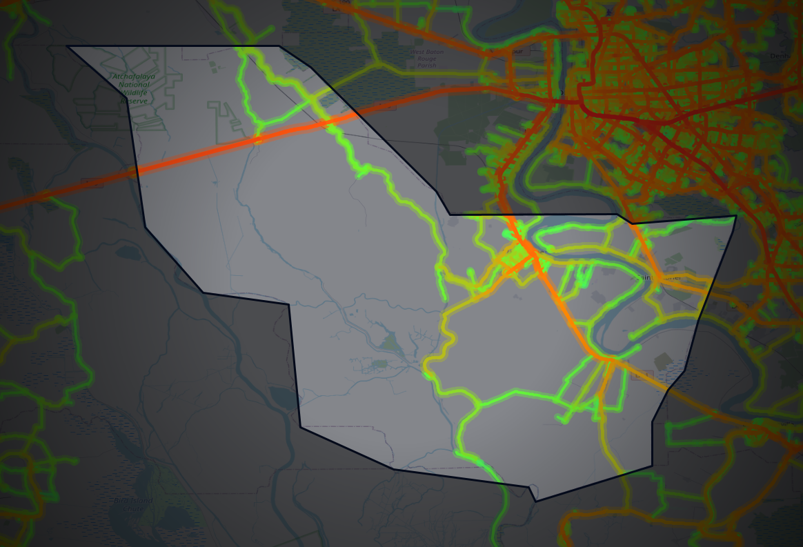Traffic map of Iberville, Louisiana