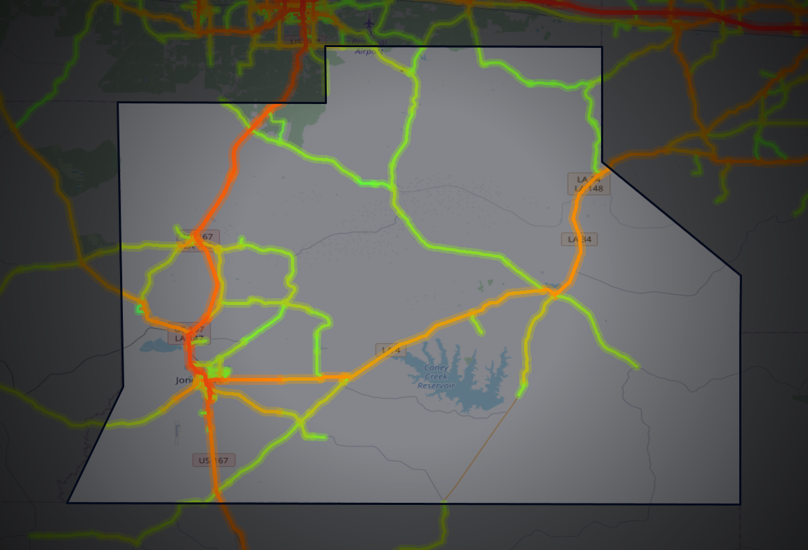 Traffic map of Jackson, Louisiana