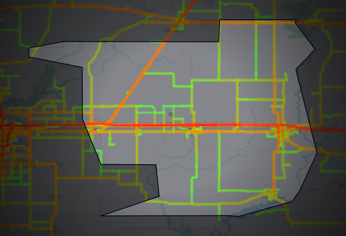 Traffic map of Jefferson Davis, Louisiana