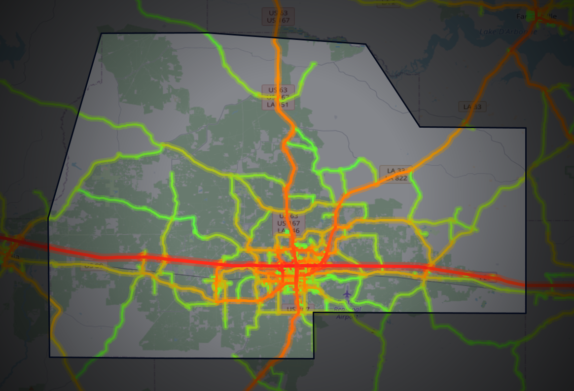 Traffic map of Lincoln, Louisiana