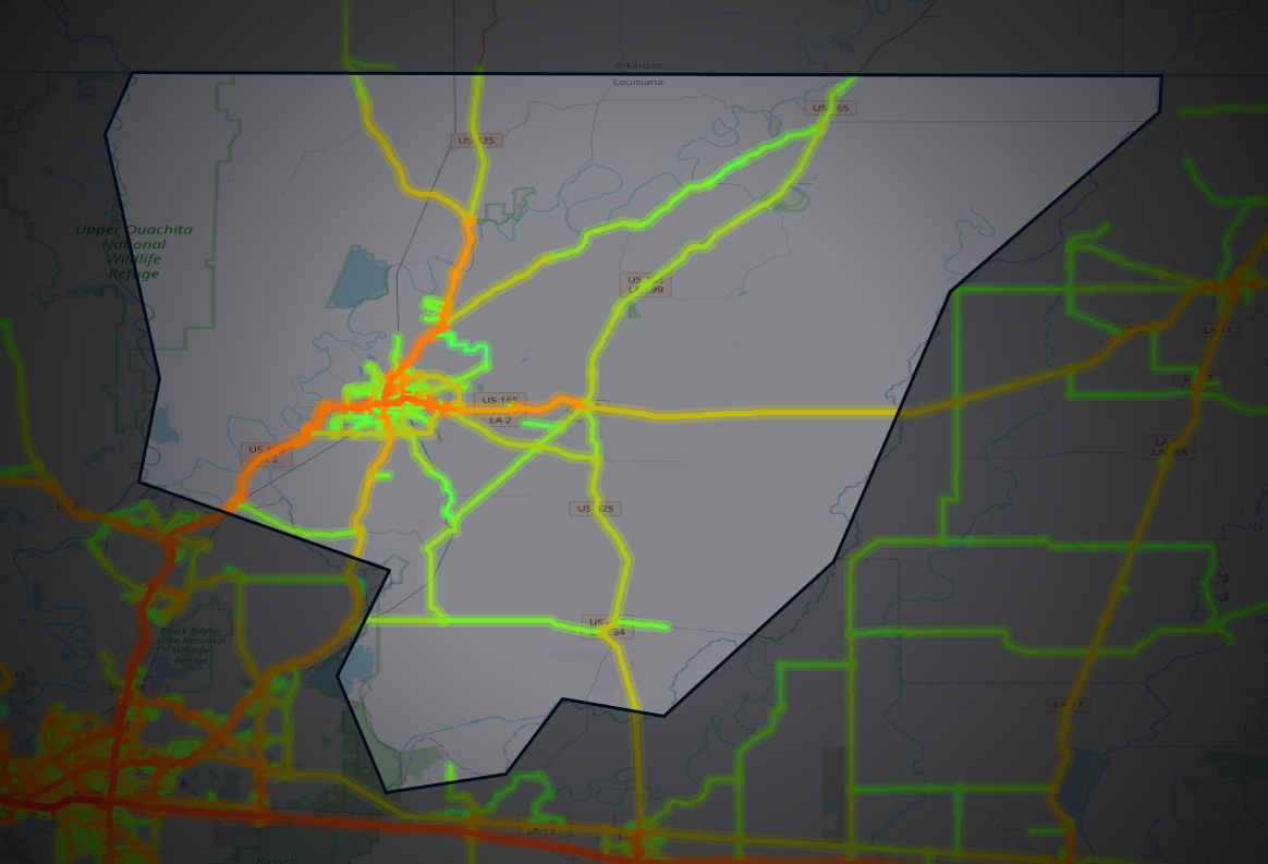 Traffic map of Morehouse, Louisiana
