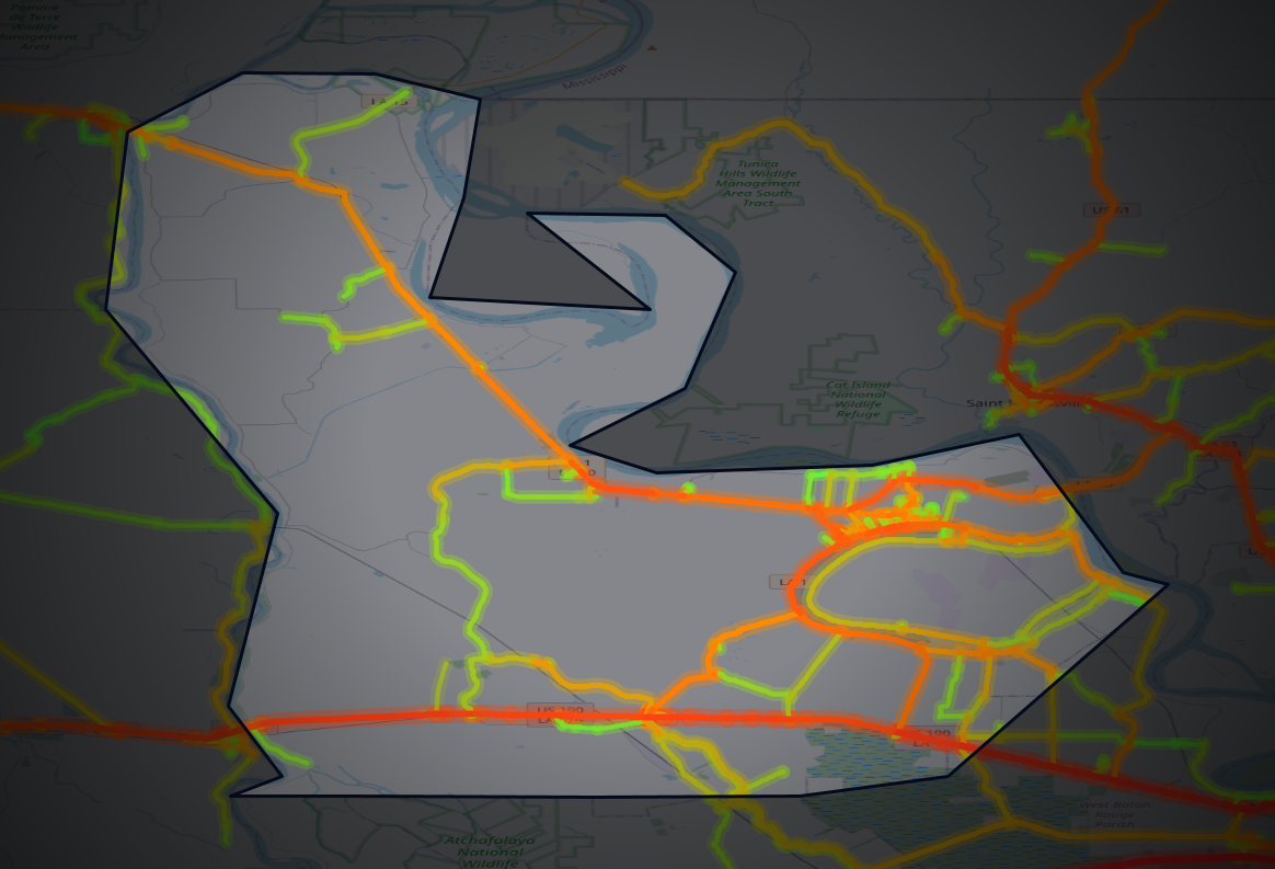Traffic map of Pointe Coupee, Louisiana