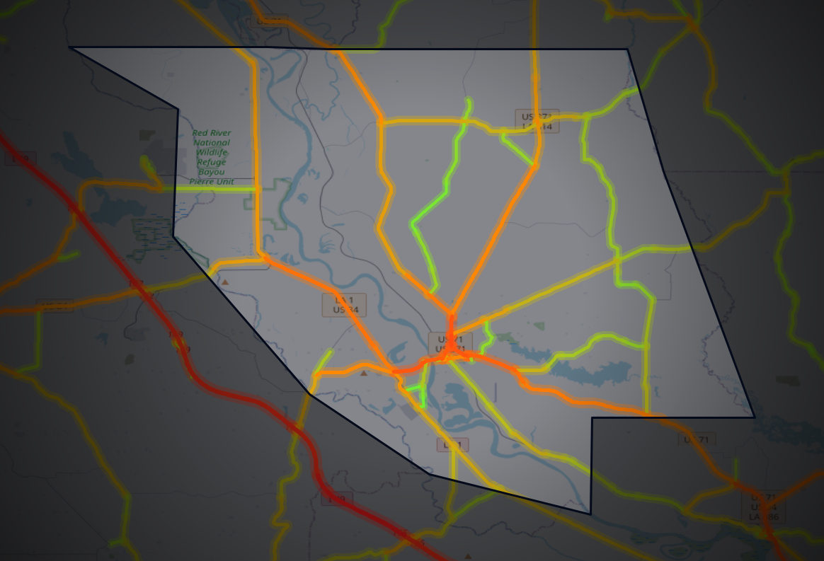 Traffic map of Red River, Louisiana