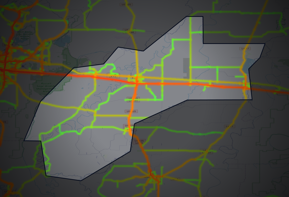 Traffic map of Richland, Louisiana