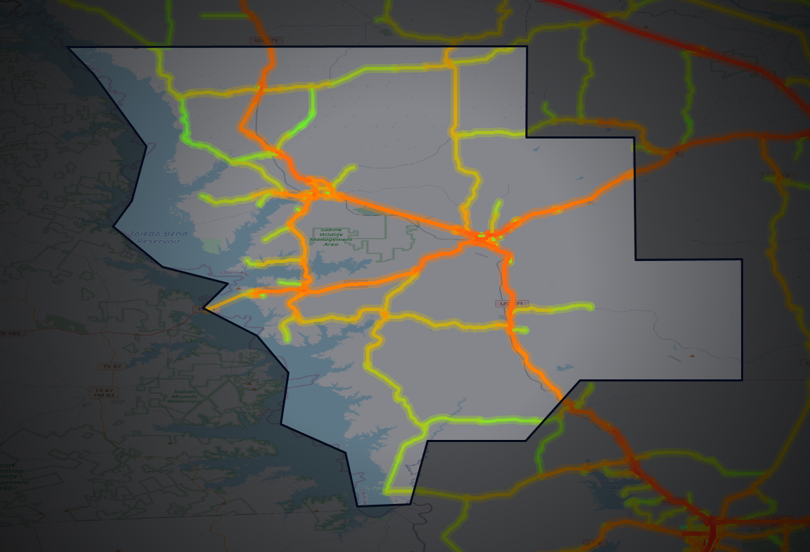 Traffic map of Sabine, Louisiana