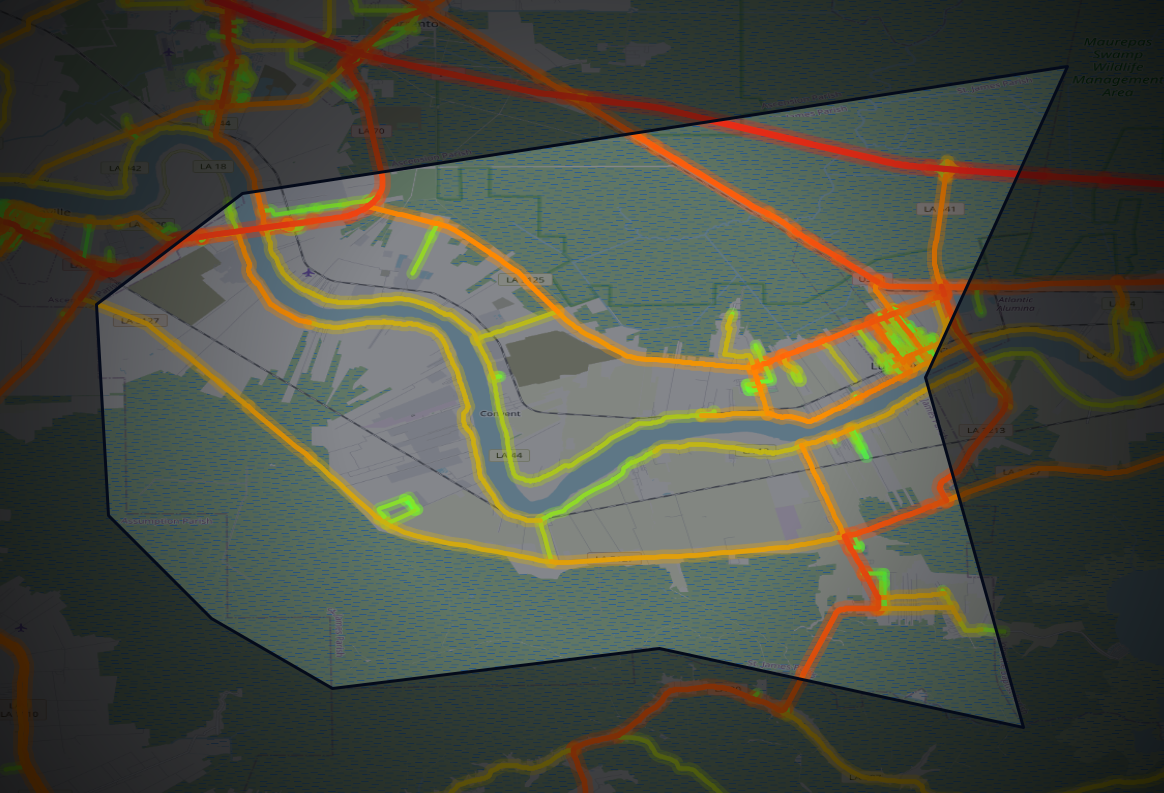 Traffic map of St. James, Louisiana