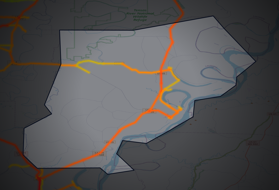 Traffic map of Tensas, Louisiana