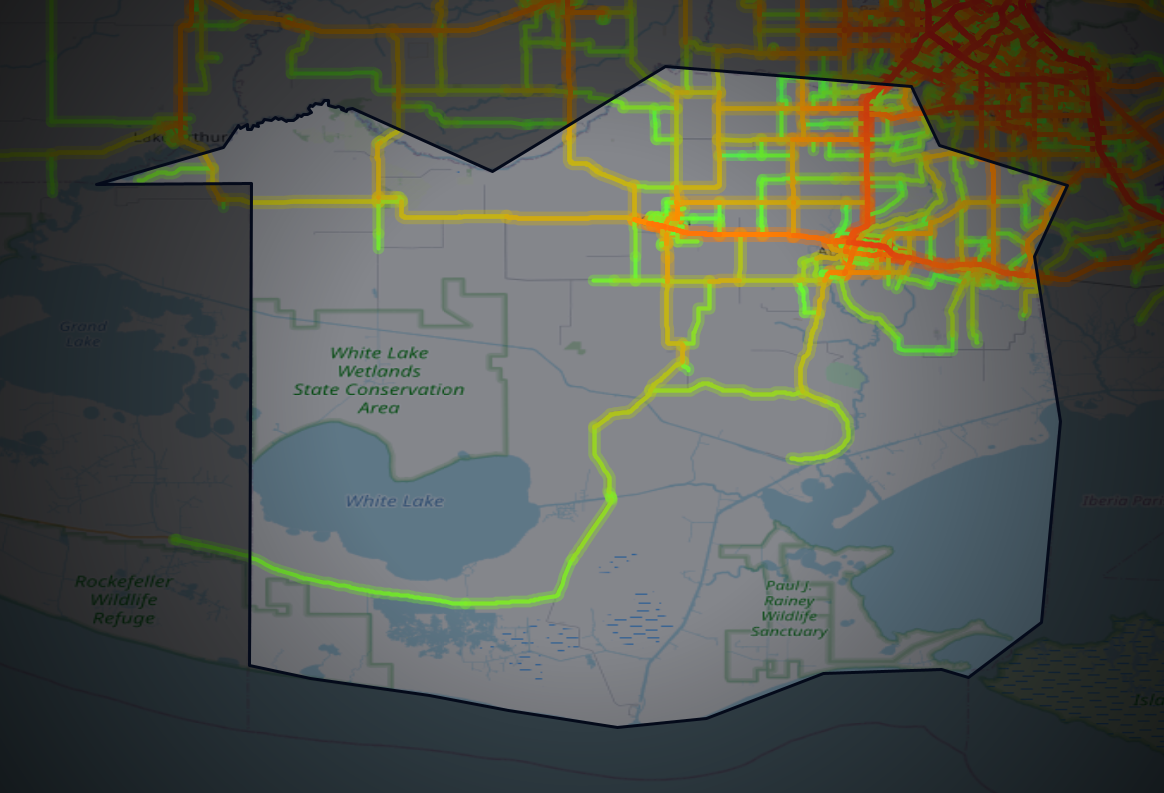 Traffic map of Vermilion, Louisiana