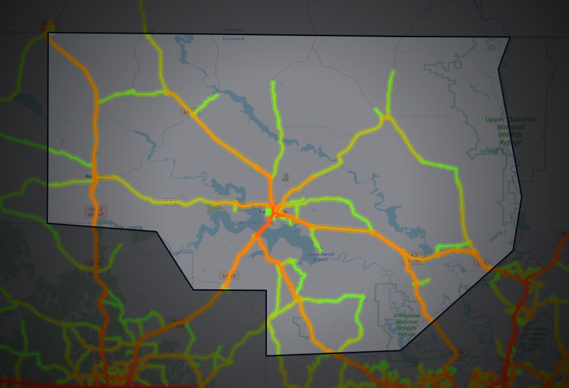 Traffic map of Union, Louisiana